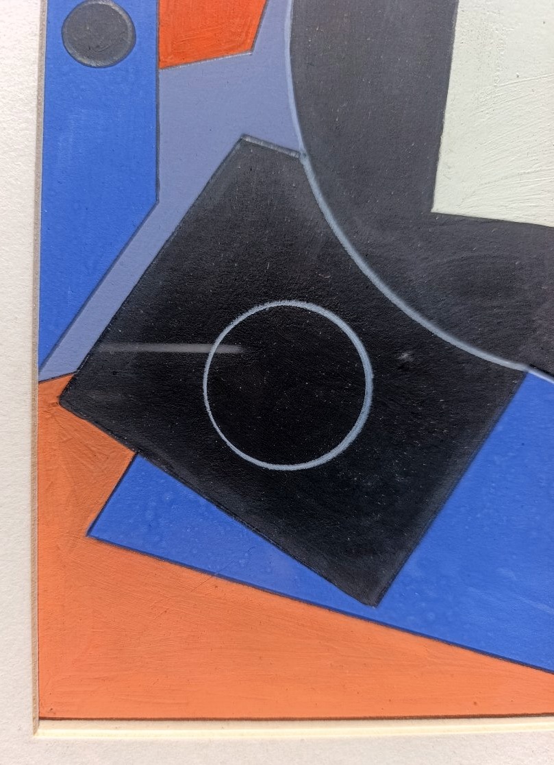 Heduini (20th Century), Cubist Composition, Gouache On Paper, Signed, Framed, 1950s-photo-1