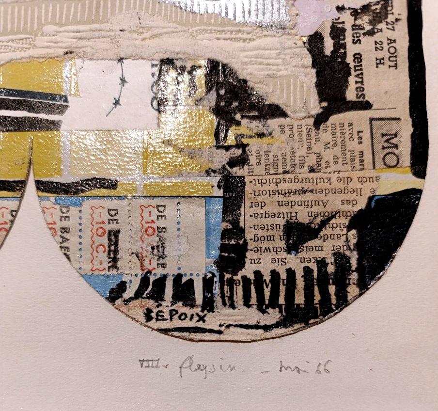 Michel Bepoix (1937–), Abstract Composition, Collage And Ink On Paper, Signed, Dated 66-photo-2