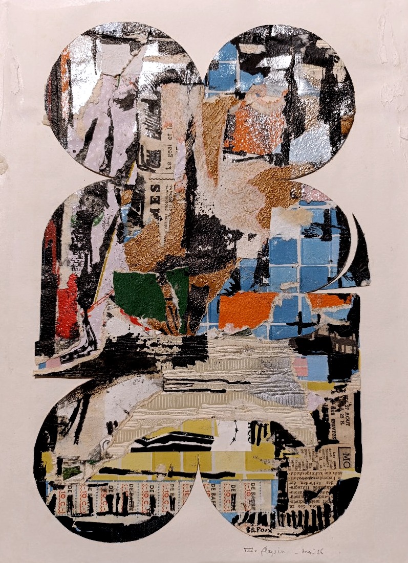 Michel Bepoix (1937–), Abstract Composition, Collage And Ink On Paper, Signed, Dated 66-photo-2