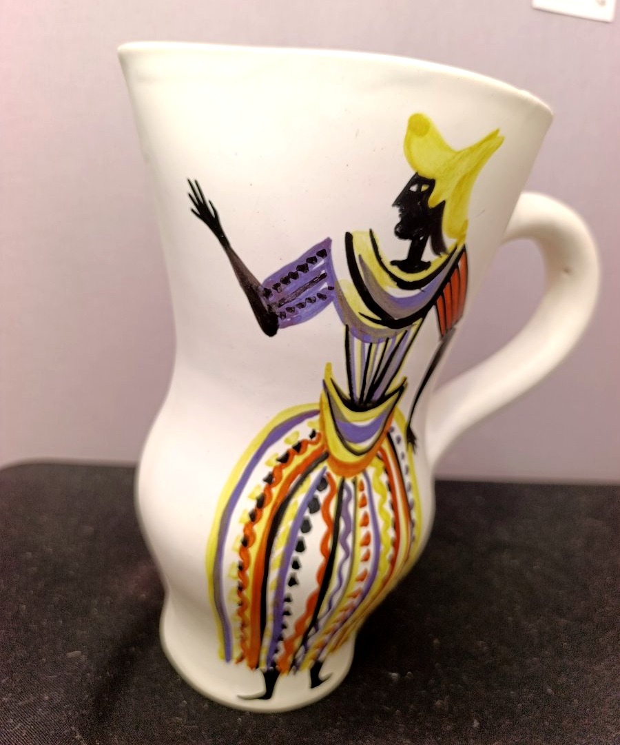 Roger Capron (1922–2006), White Ceramic Pitcher Decorated With A Figure, Signed "capron" -photo-3