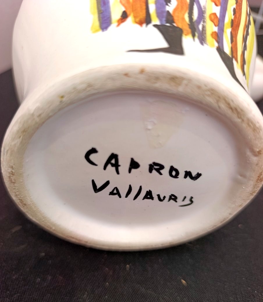 Roger Capron (1922–2006), White Ceramic Pitcher Decorated With A Figure, Signed "capron" -photo-4
