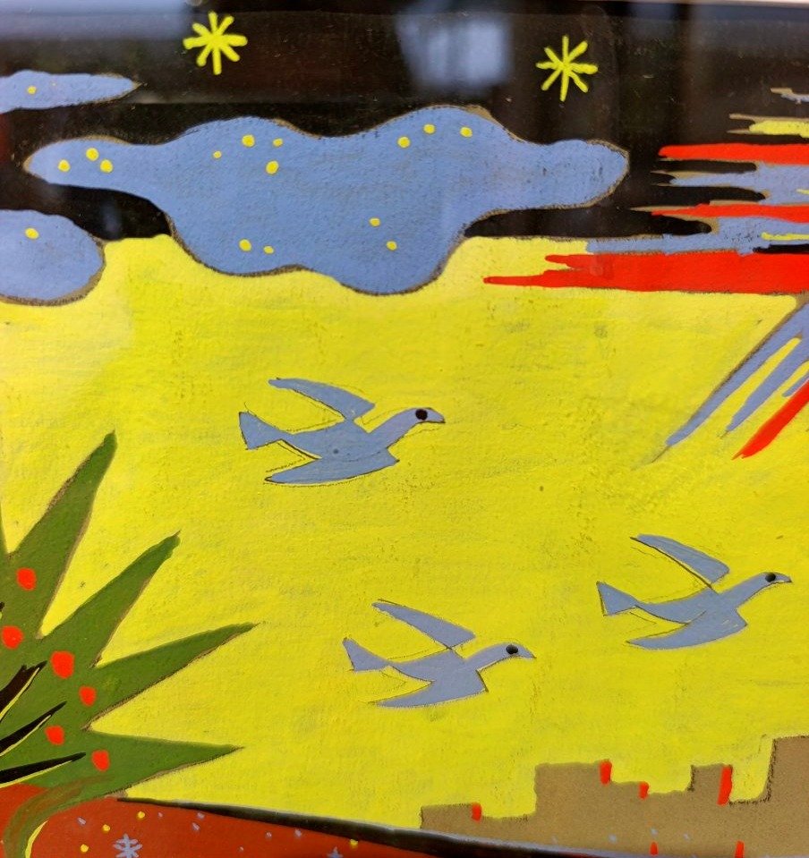 W.G. MAXON (1894-1971), les oiseaux, gouache sur papier signée au dos cachet, encadrée-photo-2