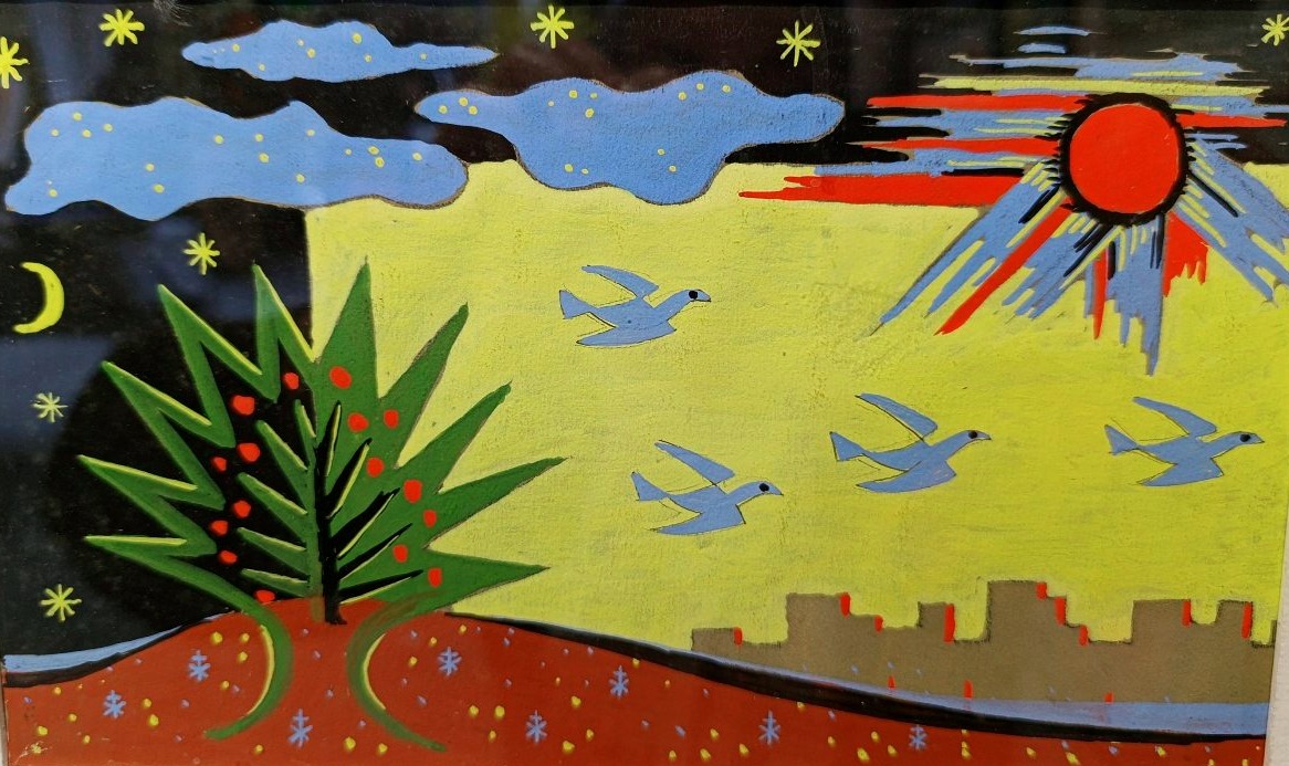 W.G. MAXON (1894-1971), les oiseaux, gouache sur papier signée au dos cachet, encadrée