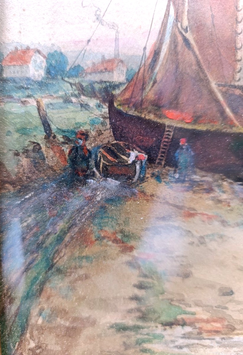 Saulnier(1801-1878), Vue de la Seine à Rouen, aquarelle sur papier, signée, datée, située-photo-3