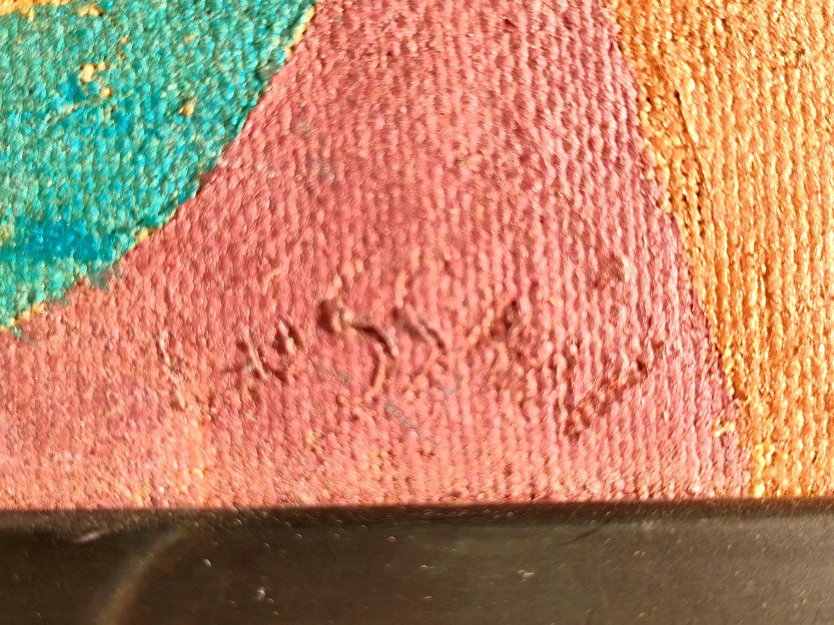 Lequere. C (xxème), Huile Sur Toile, Composition Carrée, Signée Et Encadrée-photo-2