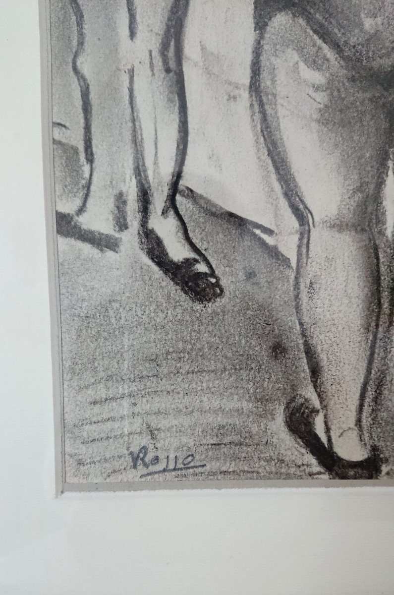 Rosso, (1924-1986), Charcoal Drawing On Paper, The Dancers, Signed Lower Left, Framed-photo-1