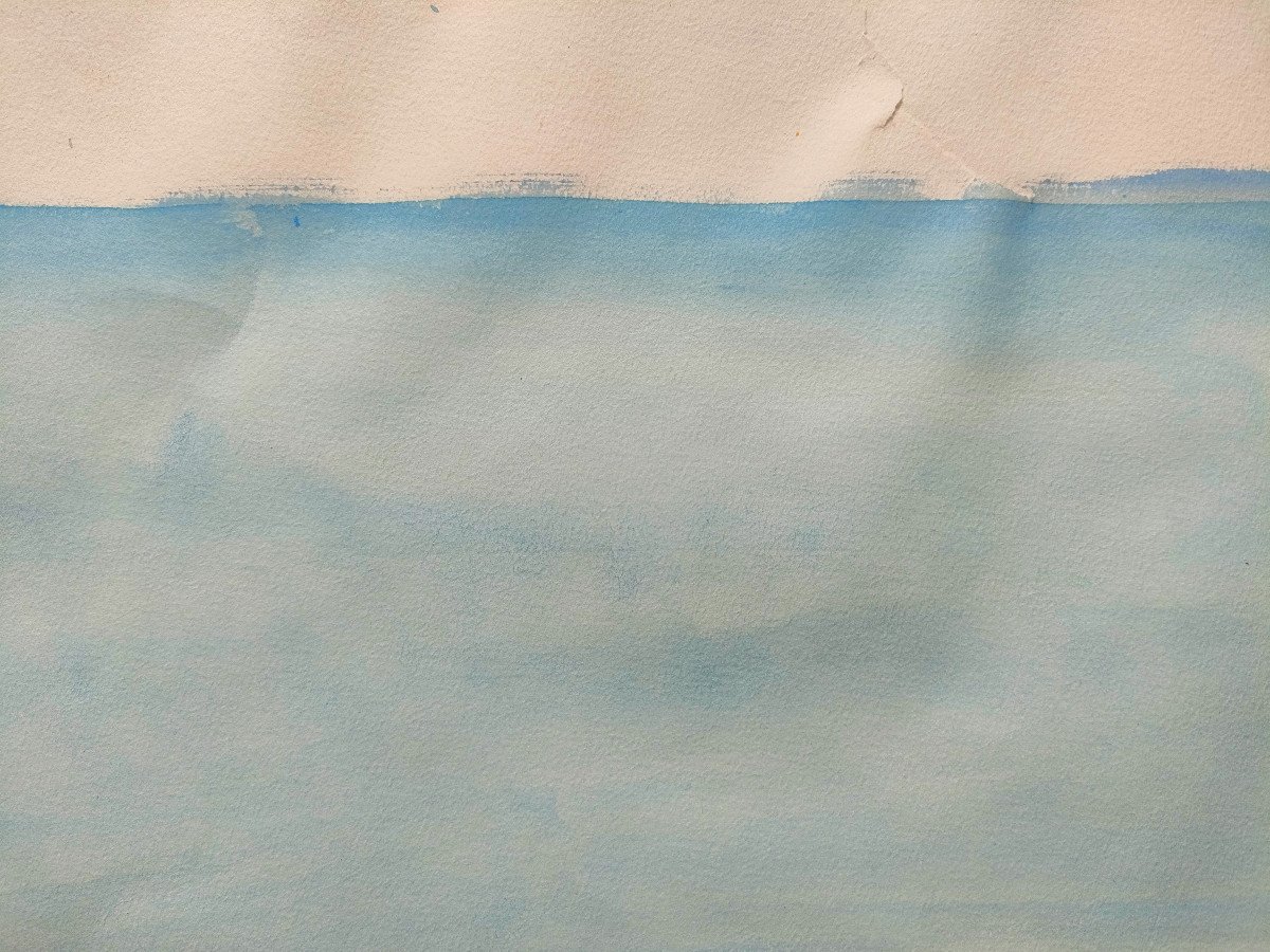 E. Morisot (xxème), paysage De Campagne, Encre Et Aquarelle Sur Papier, Années 50-photo-4