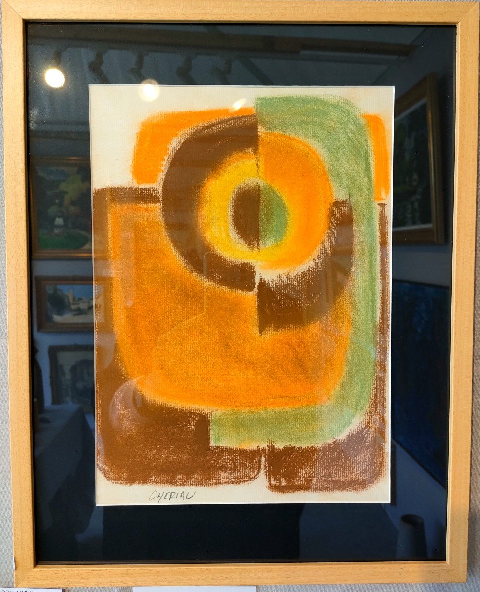Paul Cheriau (1929-2014), Composition Abstraite, Pastels Sur Papier, Années 60-photo-2