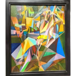 Jardet (20th Century), Seated Man, Oil On Panel Signed On The Right, Framed