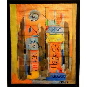 Albert Coste (1895-1985), Abstract Composition, Oil On Canvas Signed, Dated 71, Framed