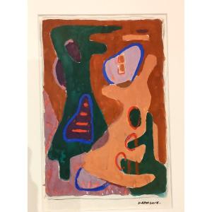 Albert Coste (1895-1985), Abstraction, Gouache Signed On The Right, Year 56