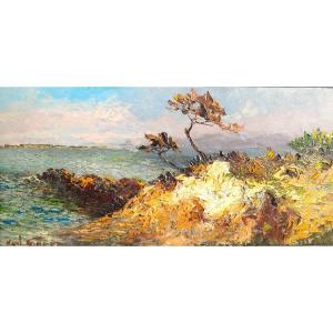 Noel Canepa (1885-1965), Coastline, Oil On Panel, Signed, Framed