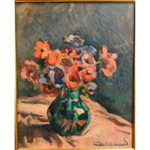 Marcel Arnaud (1877-1956),  Bouquet d'Anémones, Huile Sur Toile Signée, Encadrée