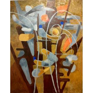Albert Coste (1895-1985), Abstraction, Oil On Canvas Signed On The Right, Framed.