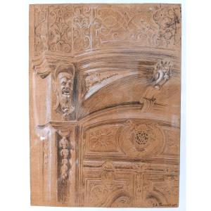 Edouard PANNETIER (1884-1965), Dessin Fusain sur papier, Hotel Panisse-Passis, signé, encadré