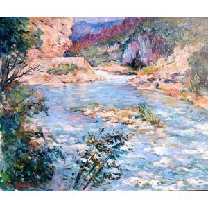 Max Agostini (1914-1997), Les gorges du Verdon, huile sur toile signée