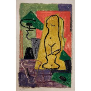 Albert Coste (1895-1985), Still Life With Bust, Pastel Signed On The Right, 51, Framed.