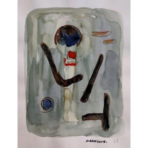 Albert Coste (1895-1985), Abstraction, Gouache Signed On The Right, 73, Framed.