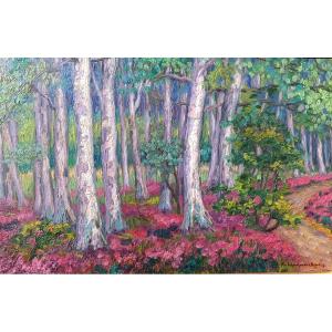 M.s. Beurden (xix/xxth), The Birch Forest, Oil On Canvas, Signed, Framed