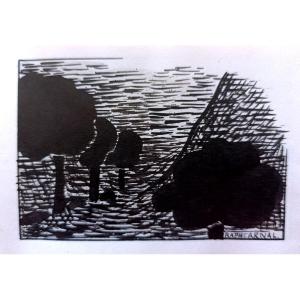 Raphael Arnal (1906-1963), Le Brouillard, Ink On Paper, Signed, Framed, 1932