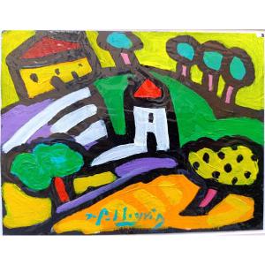 Jacques Pellegrin (1944-2021), Paysage provençal, Acrylique Sur Papier, Signé, 