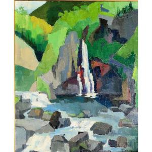 Henri Waquier (1907), La Rivière Langevin, Oil On Canvas Signed, Framed