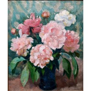 Jean-Frederic CANEPA (1894-1981), Le bouquet de pivoines, huile sur toile signée, encadrée