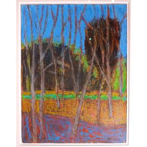 Jean-pierre Blanche (1927-), Cézanne Garden, Pastel Signed, Framed