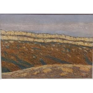 Jean-Pierre BLANCHE (1927-), Le plateau du Cengle, Pastel sur papier, signée à droite