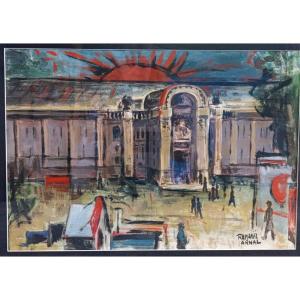 Raphael Arnal (1906-1963), Le grand Palais, Marseille Parc Chanot; gouache signée, encadrée, 