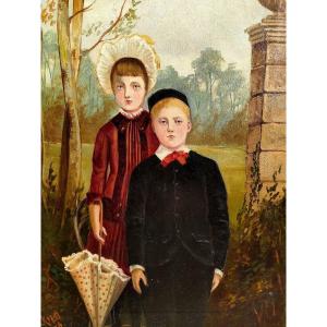 Northern School, Children, Oil On Canvas, Signed "repath," Dated 1926, Framed