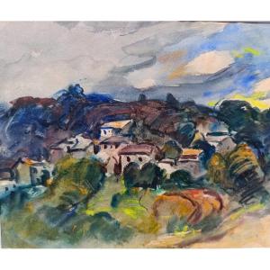 Marcel Arnaud (1877–1956), *in Provence* Luynes, Watercolor On Paper, Framed