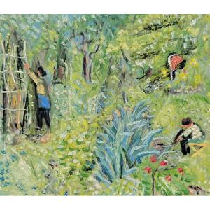 A. Ousatchev (1914-?), Russian School, The Picking, Oil On Panel Signed On The Back, Framed