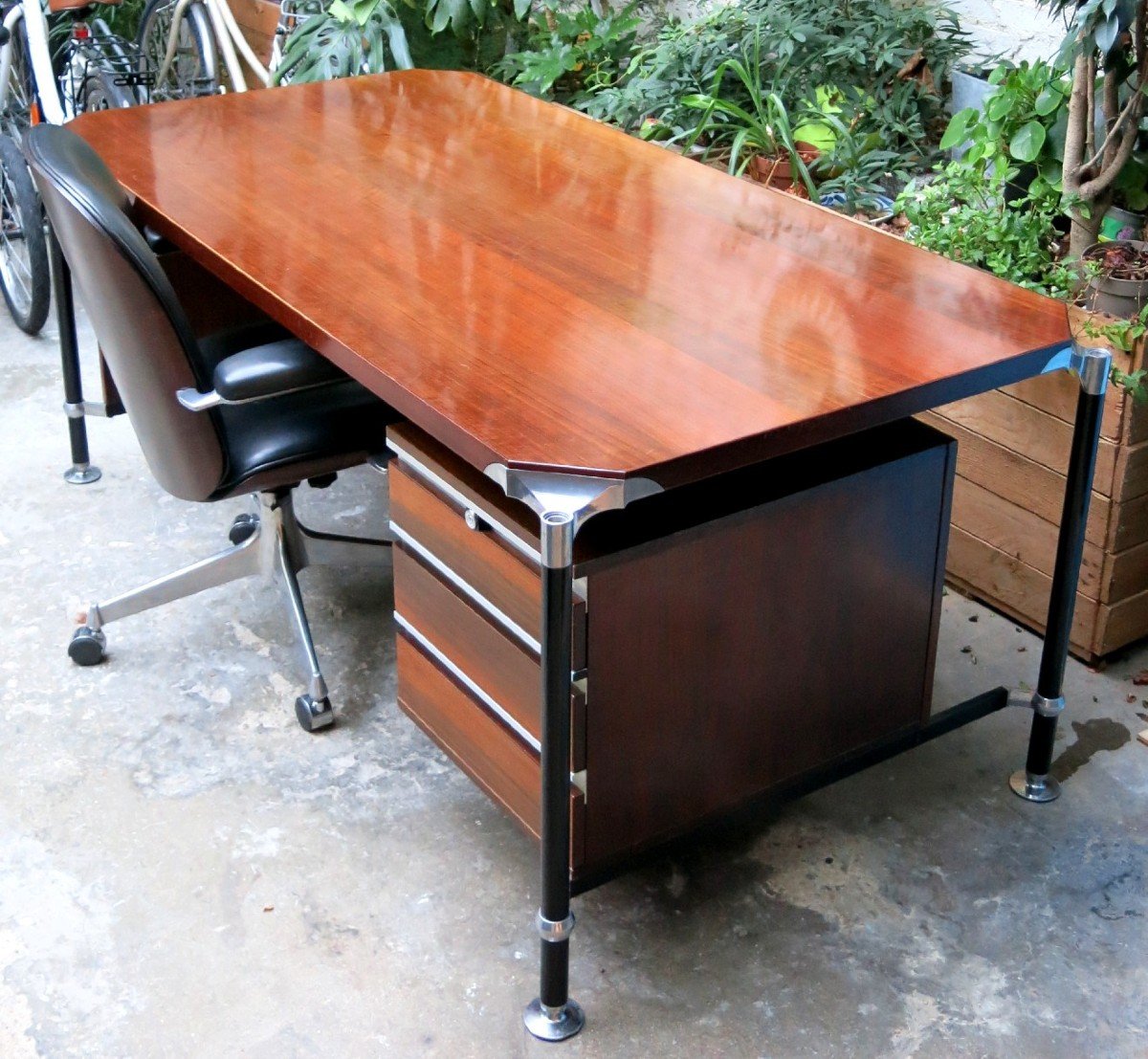 Bureau d'Ico Parisi pour MIM, placage de palissandre. 1965.-photo-3