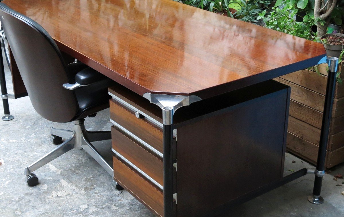 Bureau d'Ico Parisi pour MIM, placage de palissandre. 1965.-photo-2