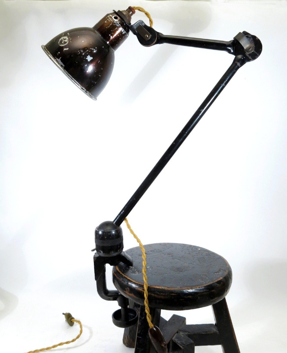 Lampe ajustable gras N° 204 laquée noire, petit modèle.-photo-2