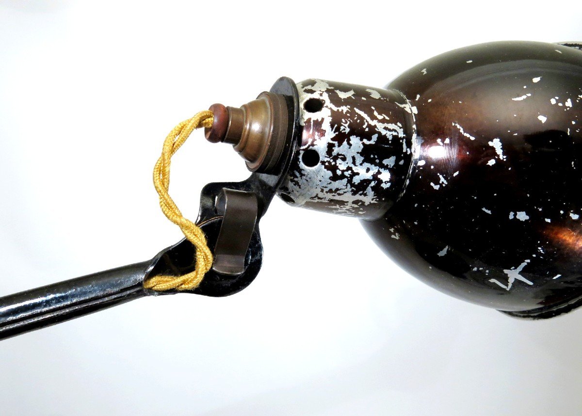 Lampe ajustable gras N° 204 laquée noire, petit modèle.-photo-1