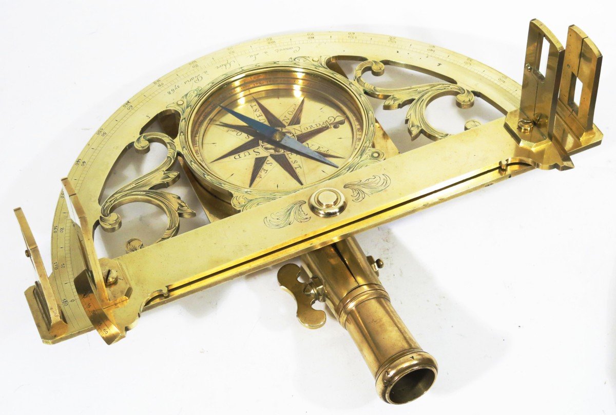 Large Pinnule Graphometer With Compass By Canivet At Paris, 1768.-photo-2
