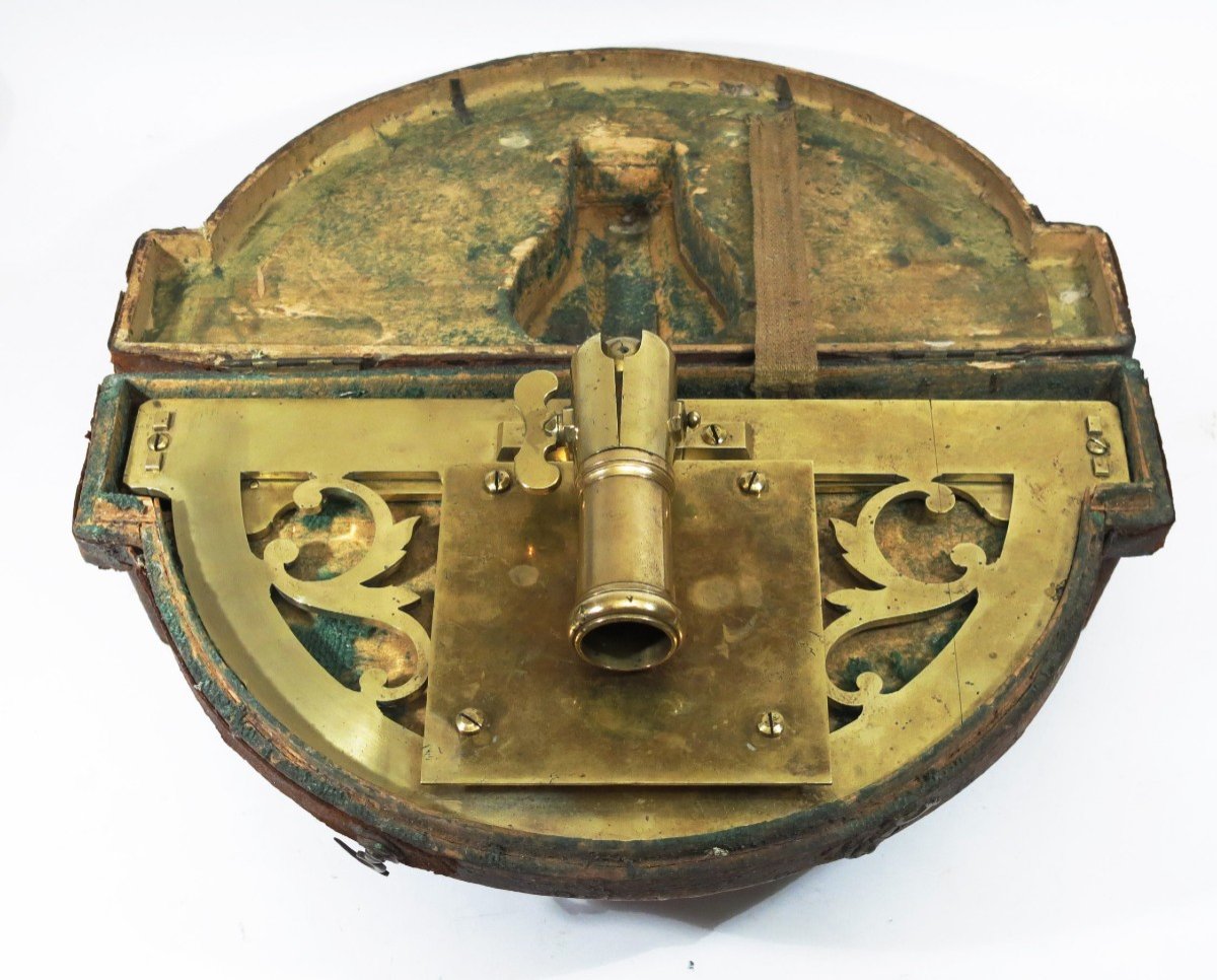 Large Pinnule Graphometer With Compass By Canivet At Paris, 1768.-photo-1