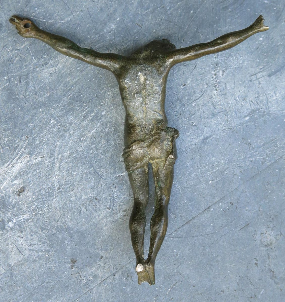 Petit christ d'applique en bronze du XVIIème siècle à la Jean de Bologne.-photo-2