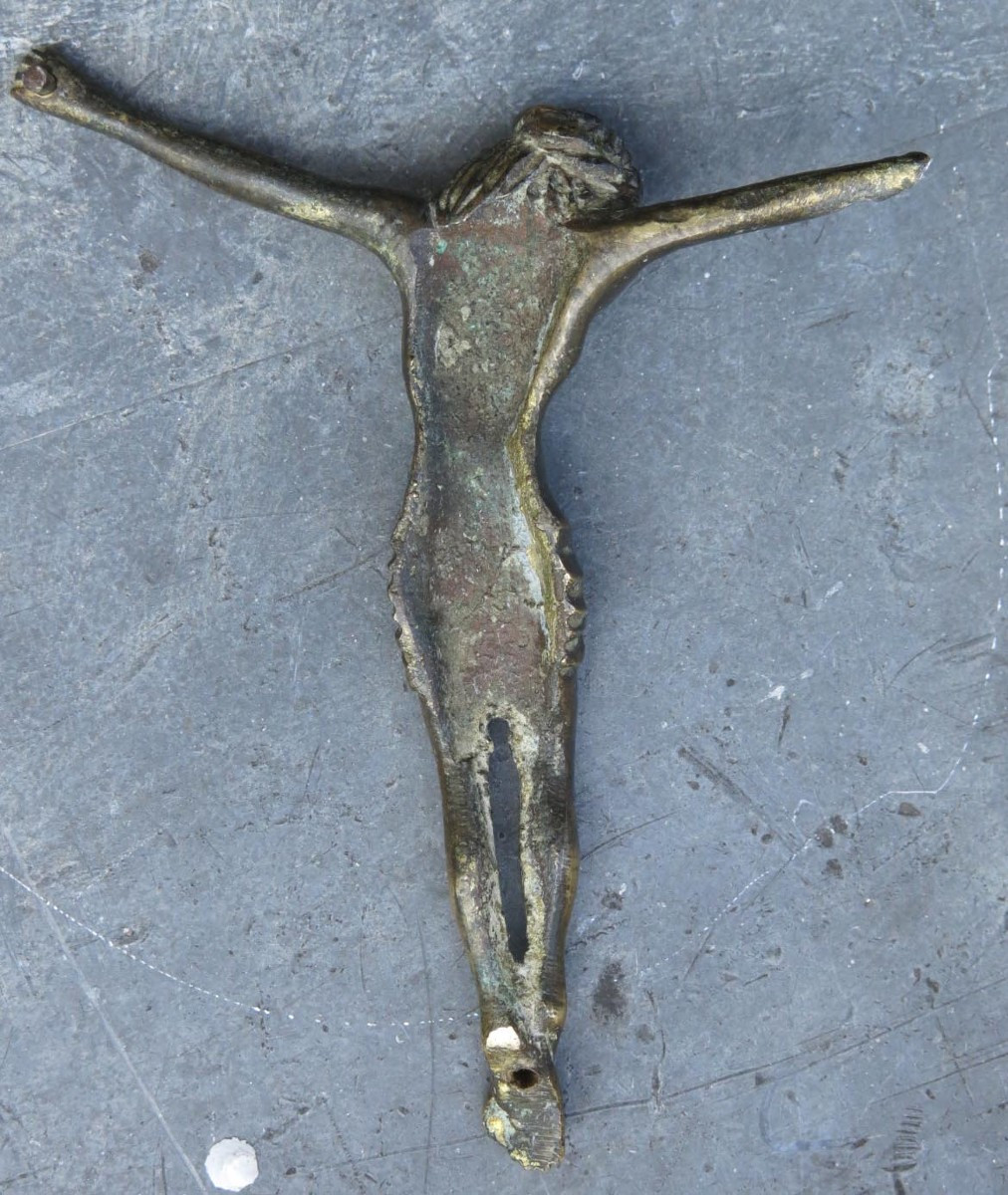 Late Medieval Wall-mounted Christ. Bronze.-photo-2