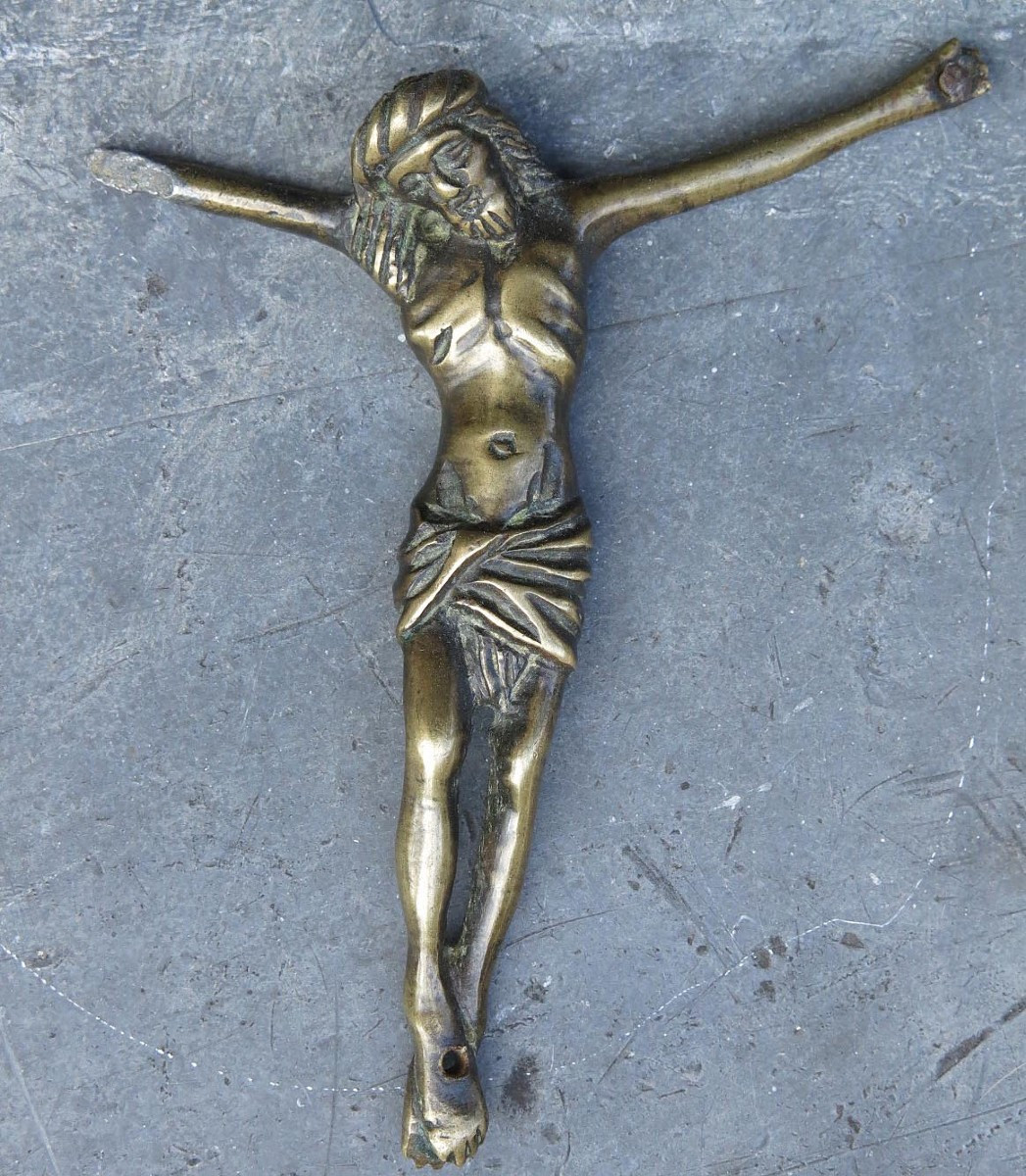 Late Medieval Wall-mounted Christ. Bronze.