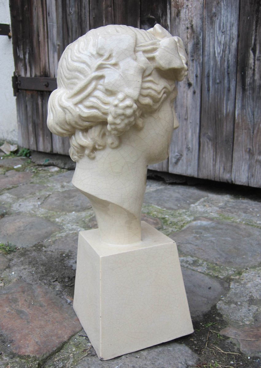 Bust Of A Young Bacchus In Crackled Earthenware By Kaza.-photo-2