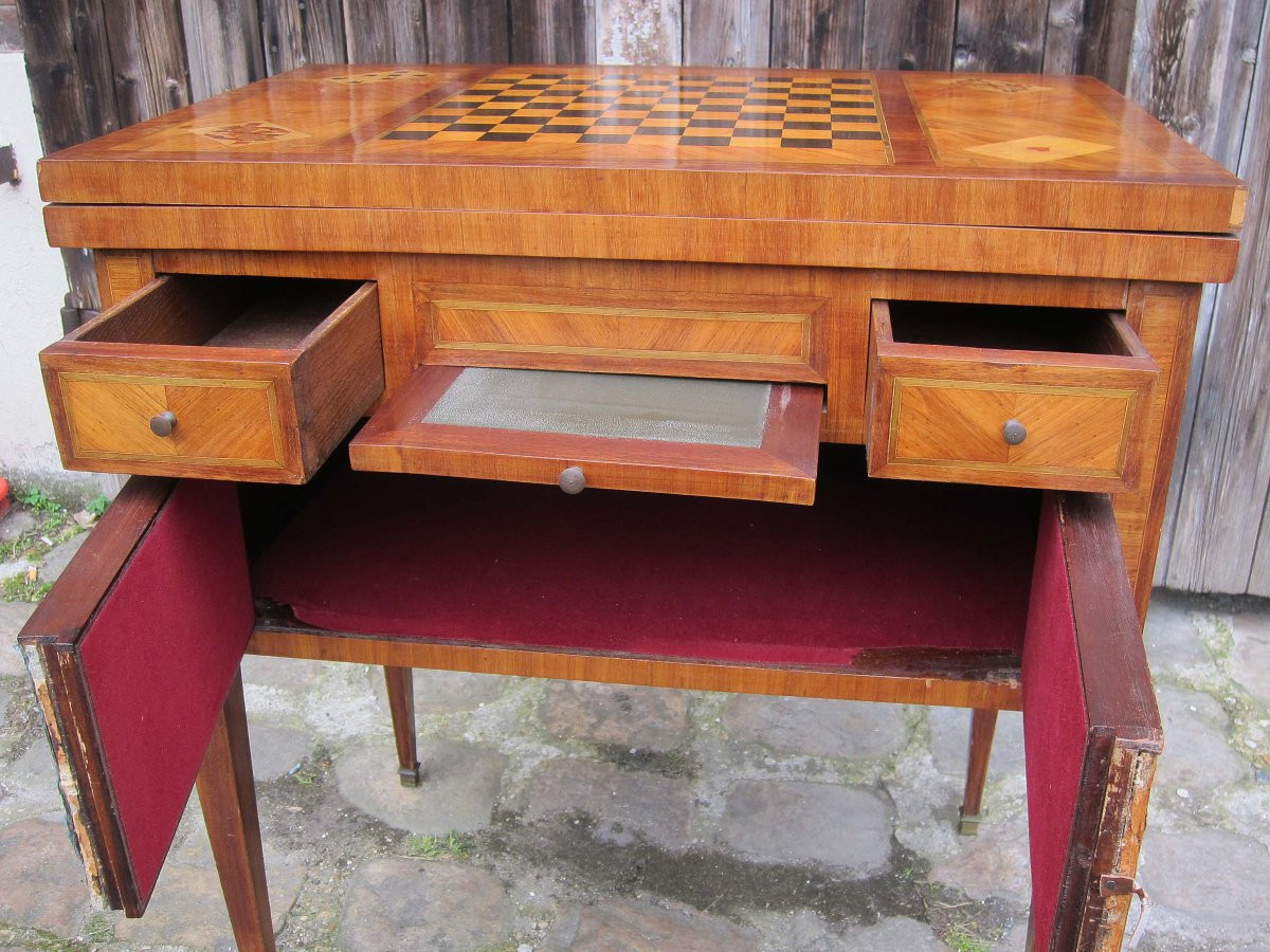 Petite table à jeux marquetée XIXème.-photo-4