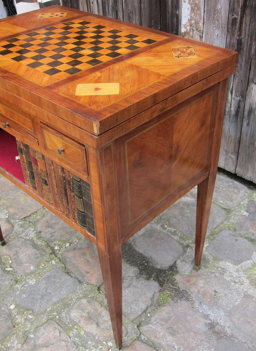 Petite table à jeux marquetée XIXème.-photo-1
