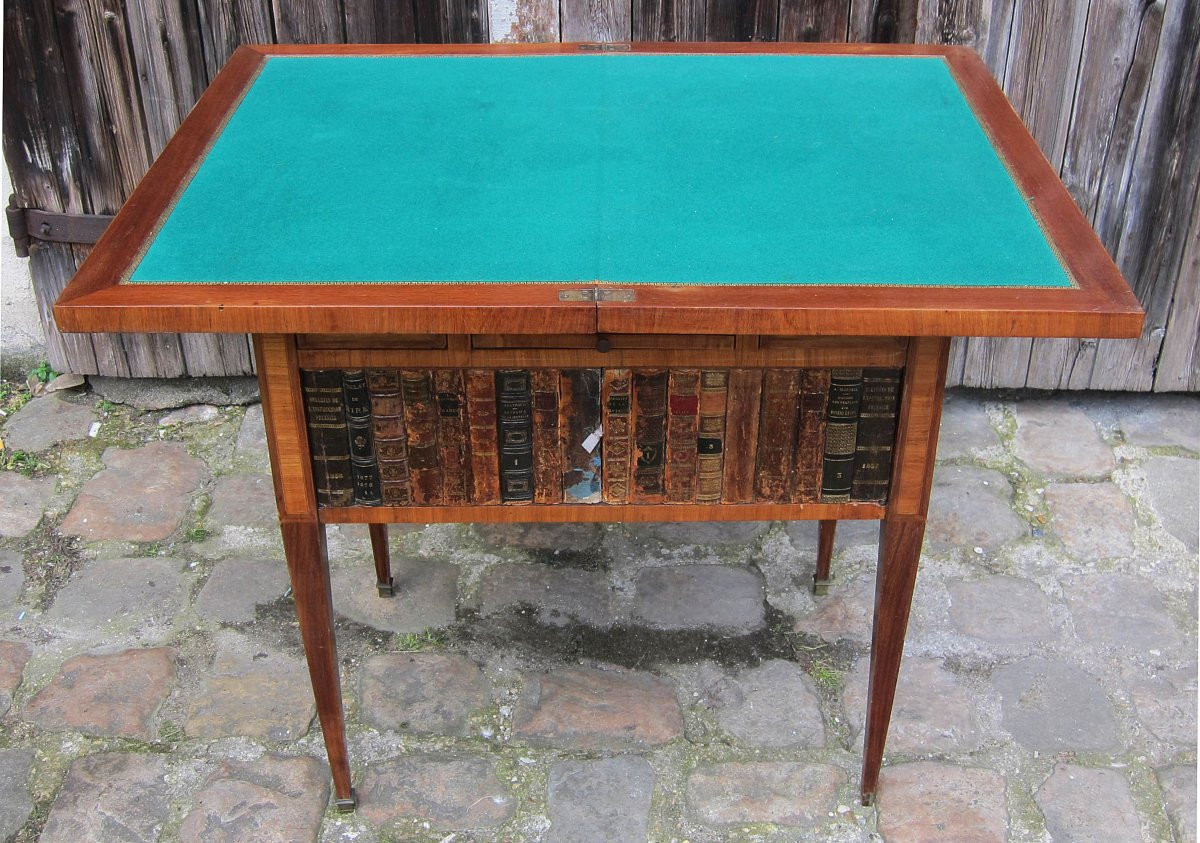 Petite table à jeux marquetée XIXème.-photo-2