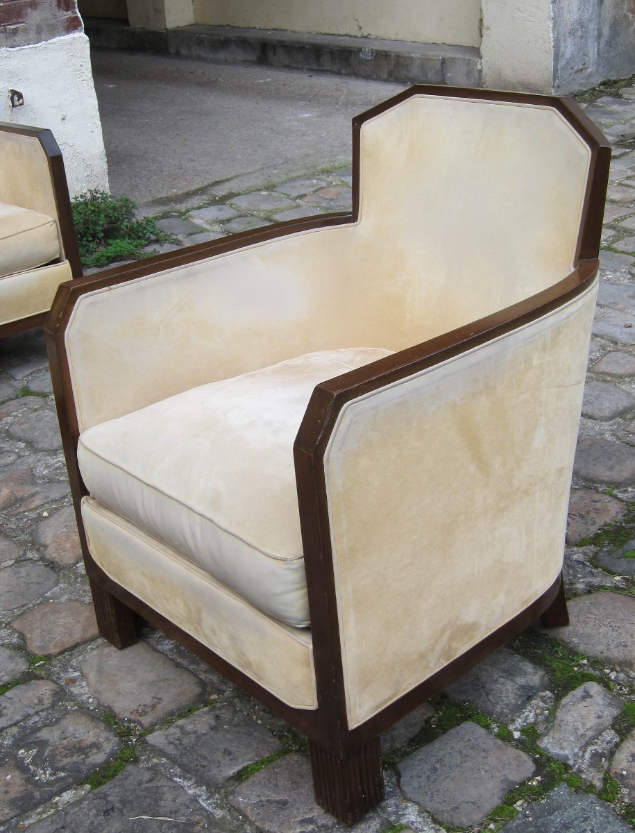 Important Art Deco Living Room: A Sofa + Four Armchairs. France 1935.-photo-3