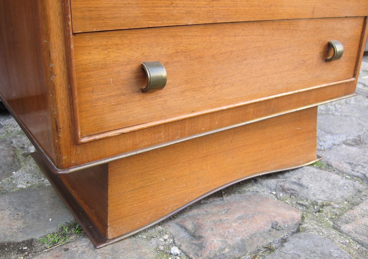 A Ladie's Writing Desk From The 1940s, With Beech Veneer And Bronze Handles.-photo-2