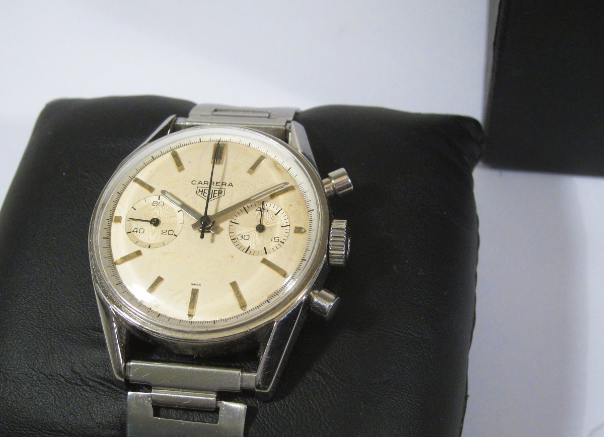 Heuer 3647s Chronograph, First Version With Valjoux 92 Caliber, 1963, Serviced.