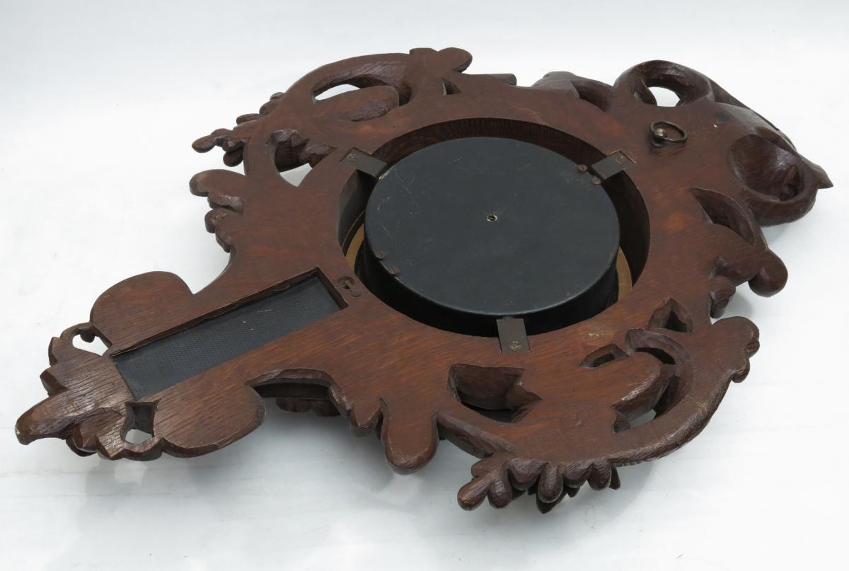 Wall Barometer Bourdon & Richard Carved Oak. C.1855-photo-6